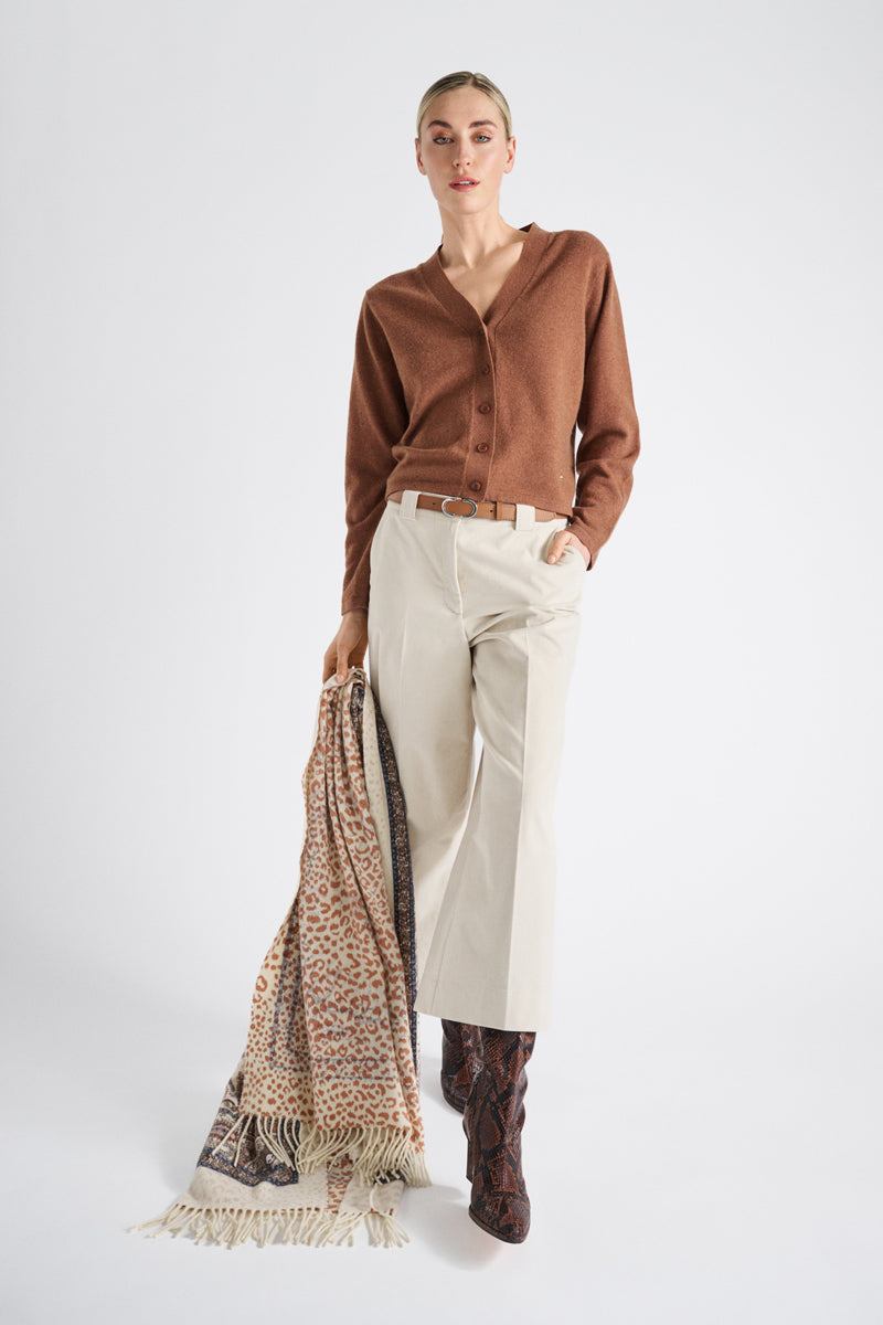 Cognac V-neck cardigan 