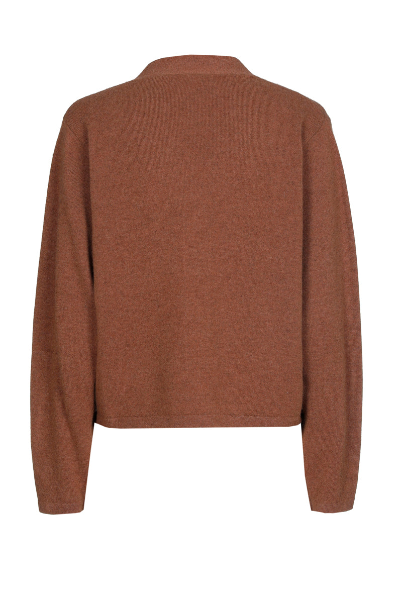 Cognac v-hals cardigan