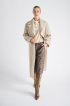 Manteau en laine crème mi-long