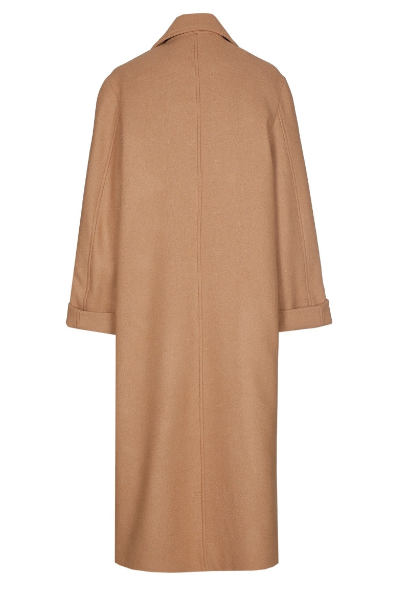 Manteau en laine camel mi-long