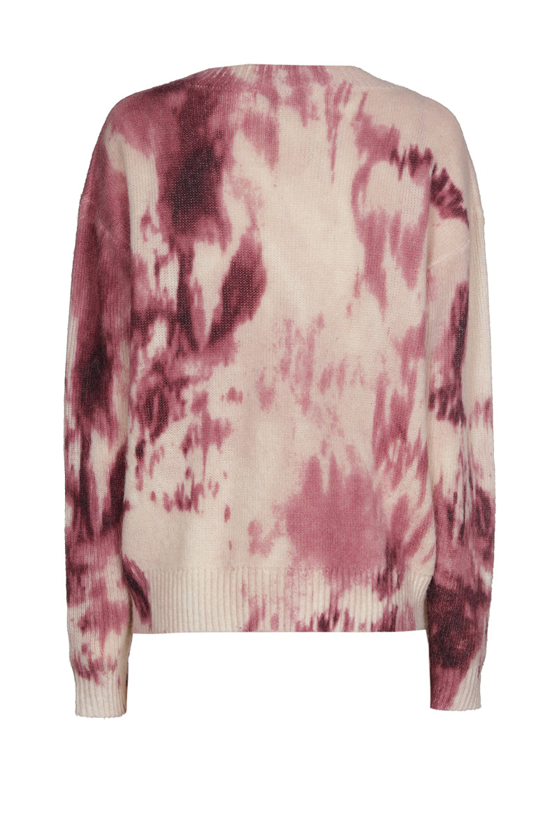 Roze pull met ronde hals in bloemenprint