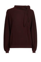 Pull boxy marron laine-mohair avec col écharpe