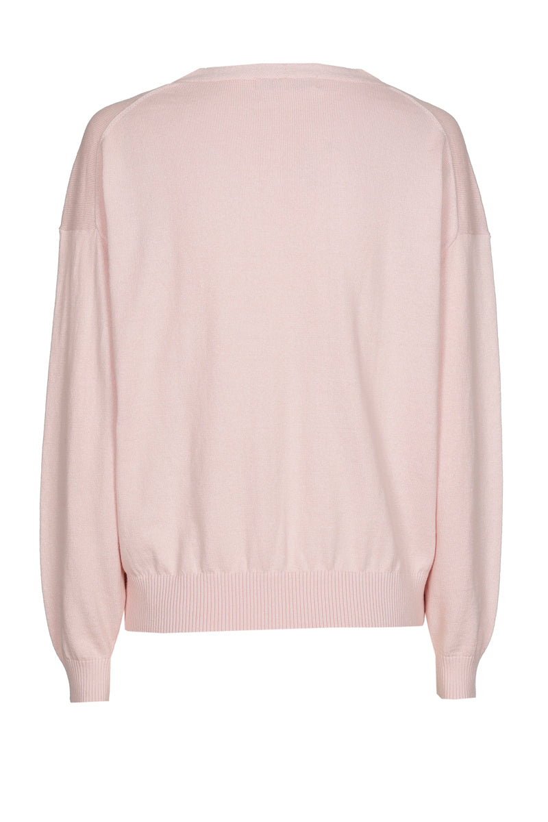Boxy V-neck sweater in cashmere-cotton