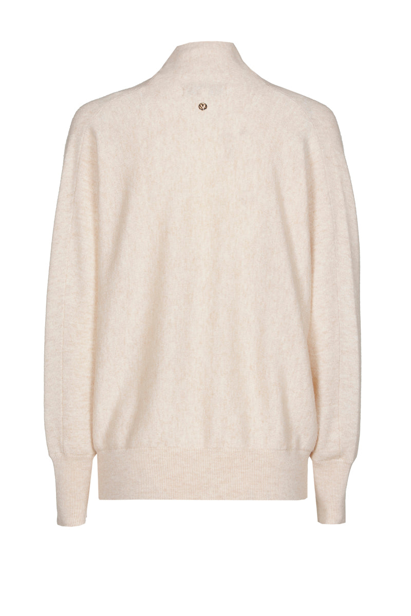 A lovely sand-coloured wool and cashmere jumper with a waterfall collar