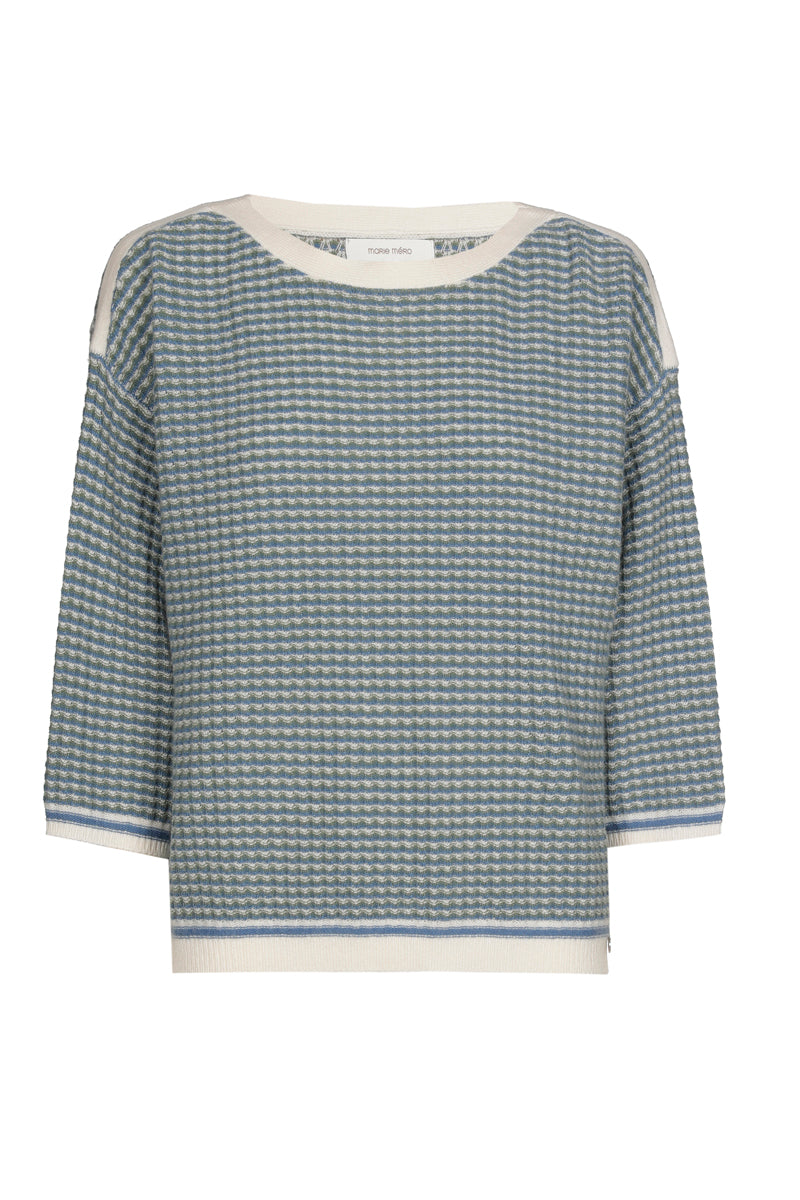 Pull boxy jacquard avec encolure bateau