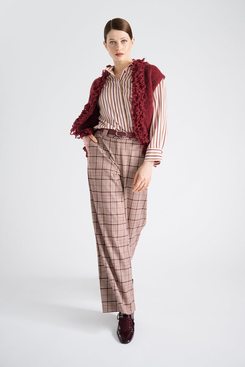 Bordeaux bolero met bouclette boorden