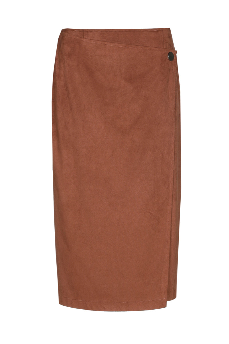 Pencil wrap skirt faux suede