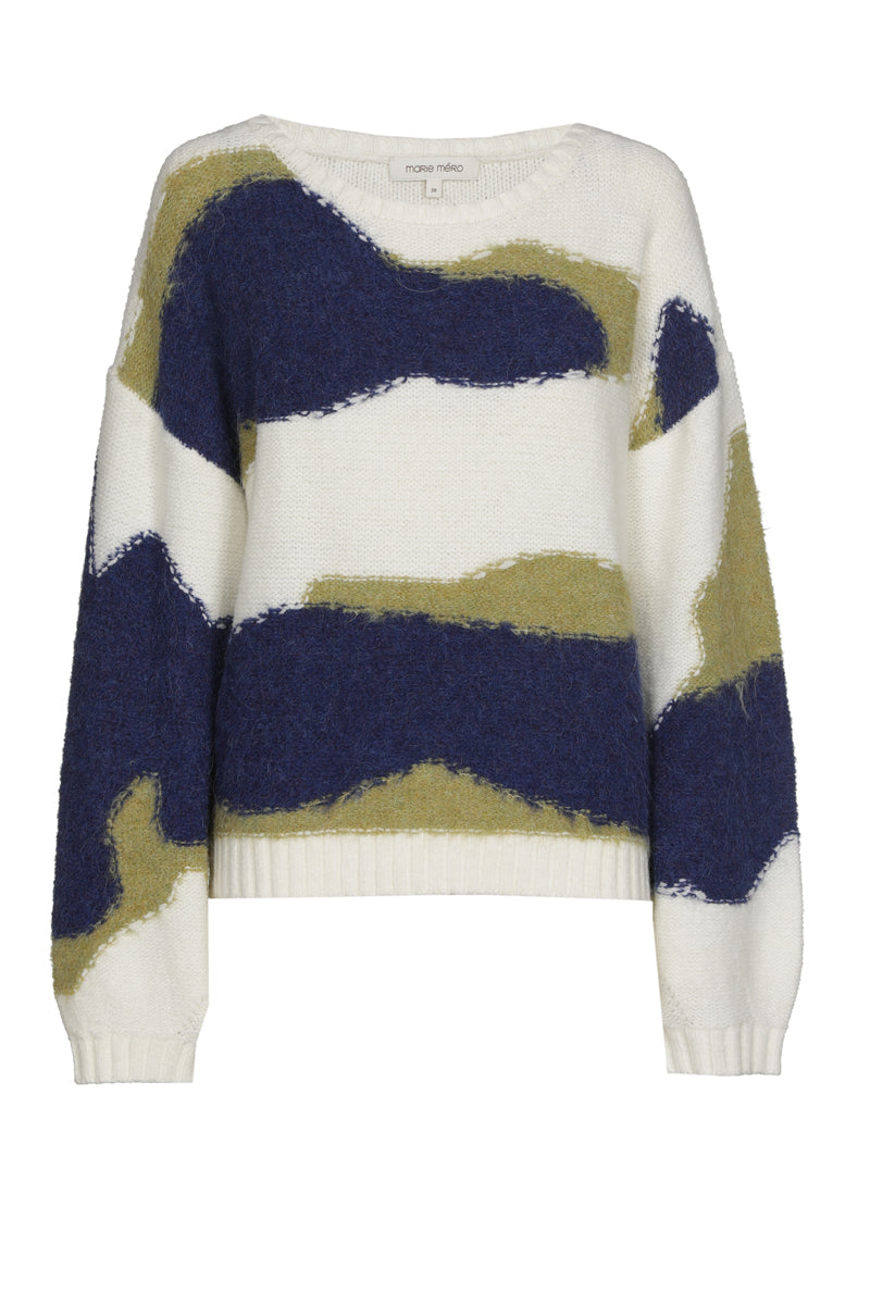 Wide cream graphic alpaca sweater