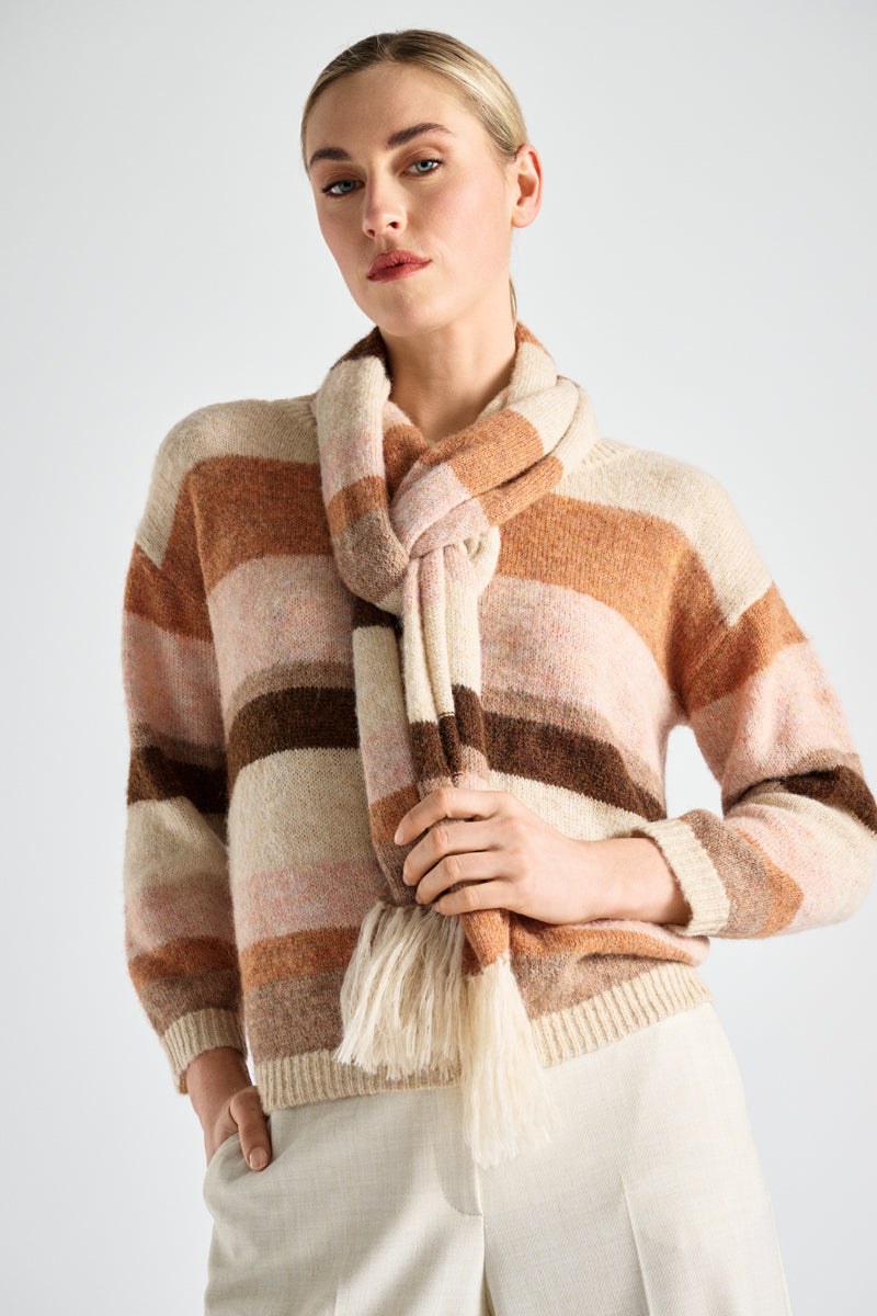 Striped wool round neck sweater 