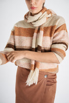 Wide striped wool scarf 