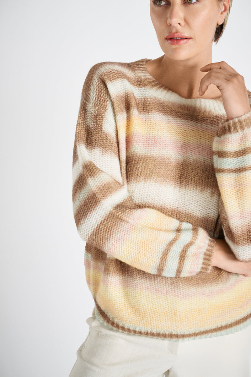 Boxy dégradé striped wool-alpaca sweater