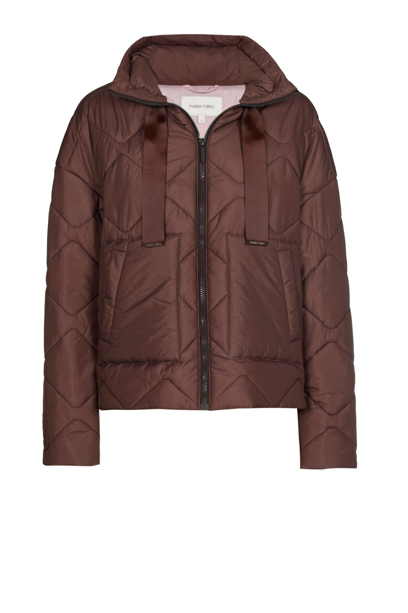 Parka courte marron matelassée et doublée