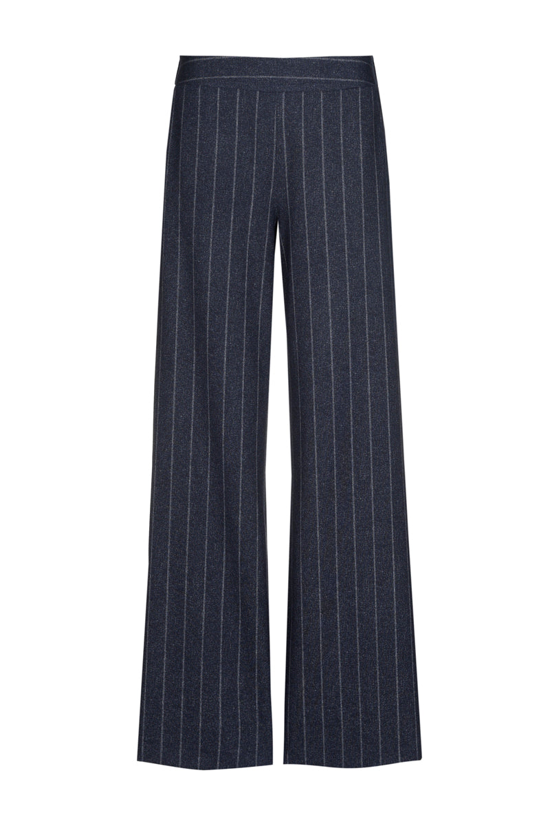 Rechte blauwe broek met krijtstreep