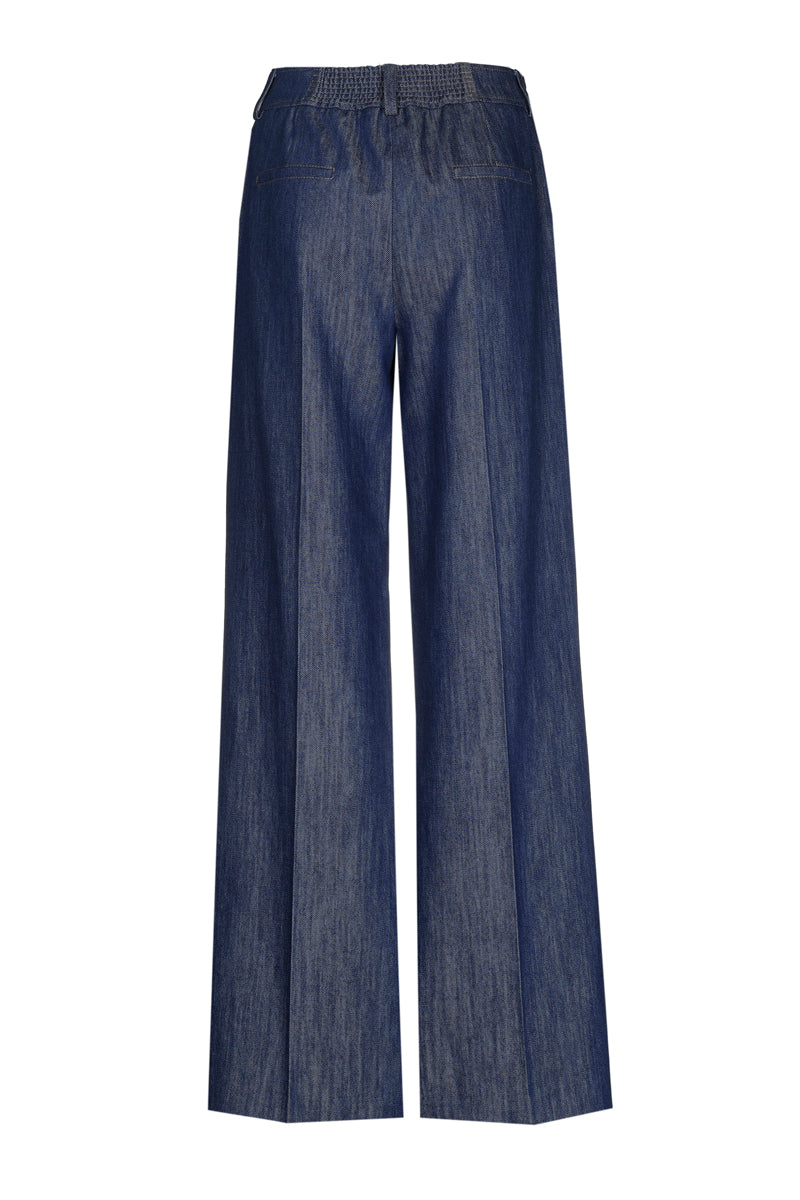 Pantalon long denim droit à poches