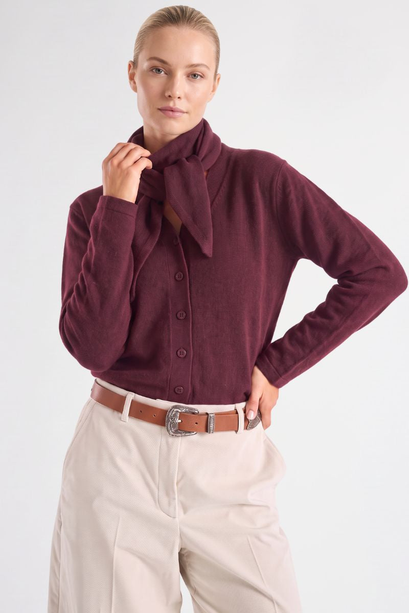 Cardigan col V rouge