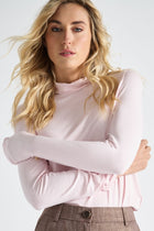 Basic roll-neck pink with gathered sleeve