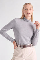 Sous-pull gris col roulé manche froncée