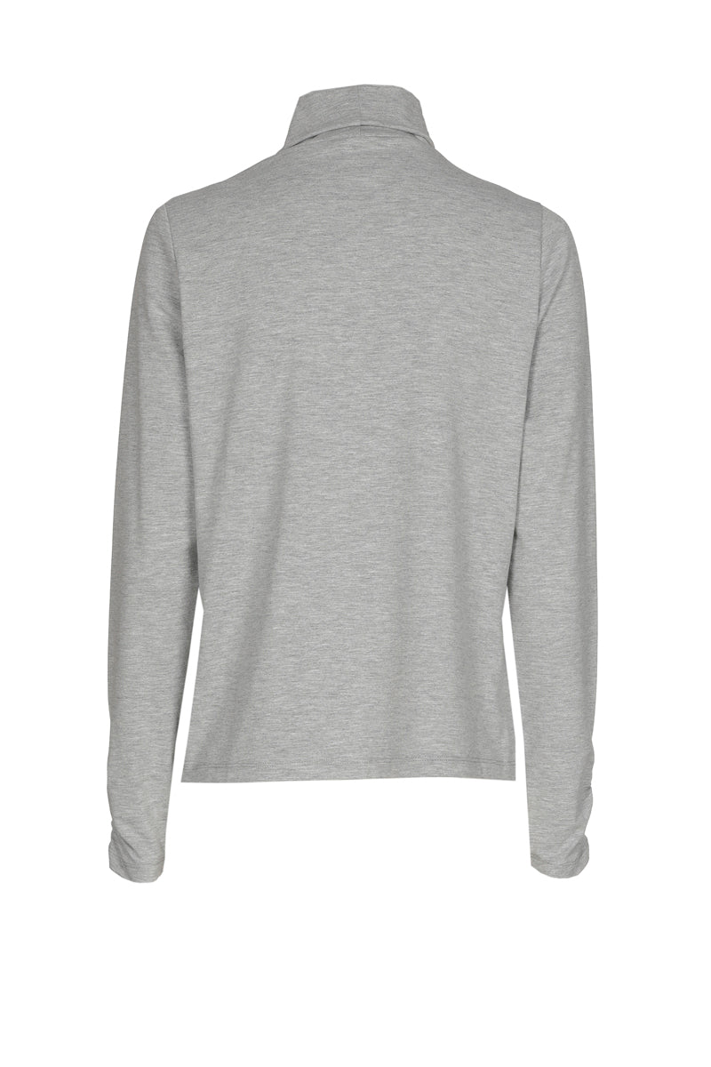 Basic grey turtle neck with gathered sleeve