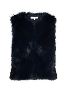 Blue fake fur collarless waistcoat 