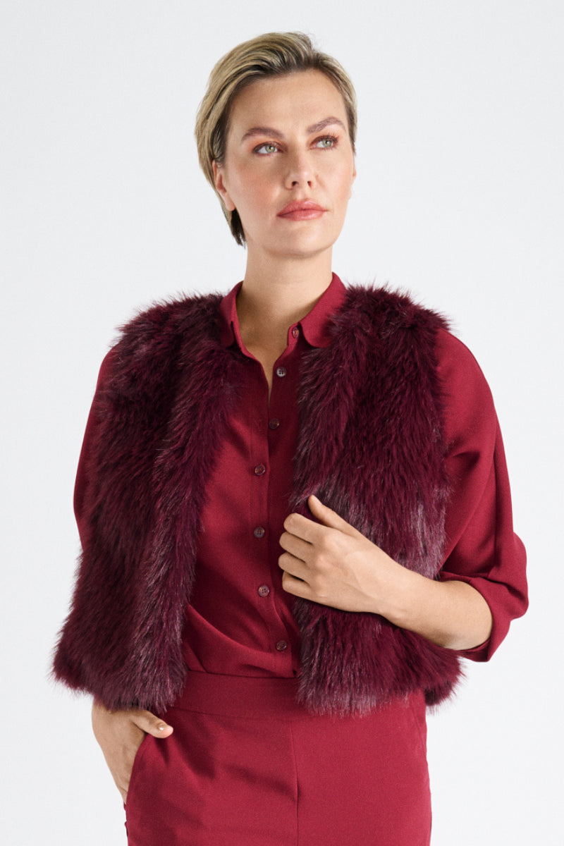 Bordeaux fake fur bodywarmer