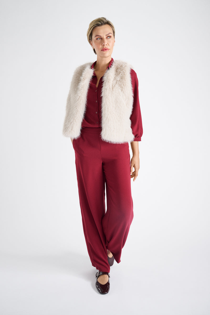 Beige fake fur bodywarmer