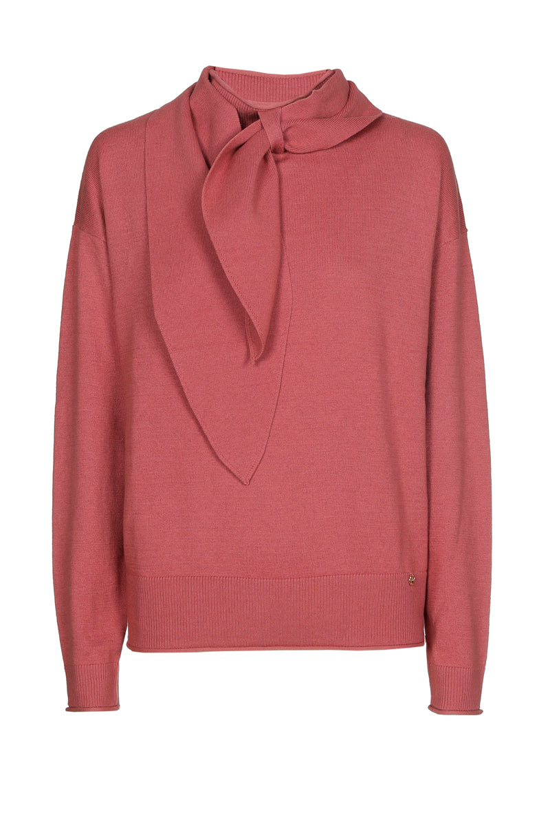 Boxy bow collar henna sweater in cashmere-cotton