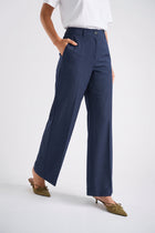 Straight long navy fluid pants 