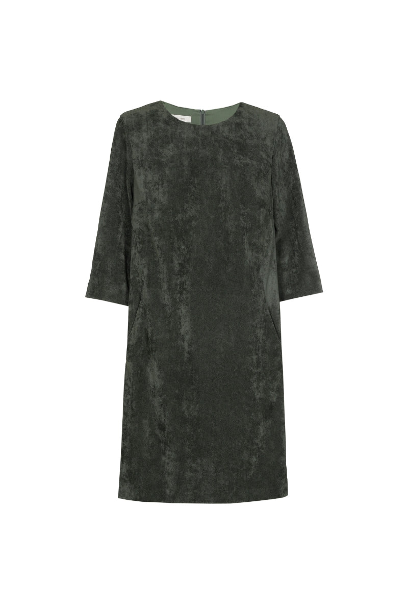 Robe-chasuble verte courte et droite velours