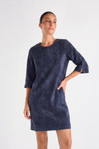 Robe-chasuble courte et droite velours marine