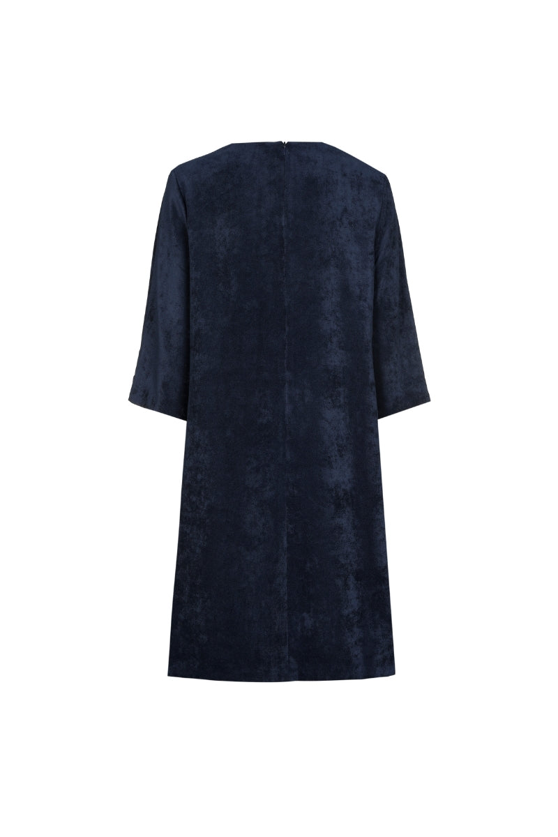 Korte rechte fluwelen navy jurk