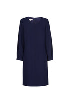 Robe bleue droite col rond et manches longues
