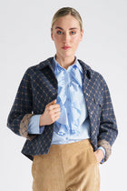Sky cotton shirt with collar and ruffles