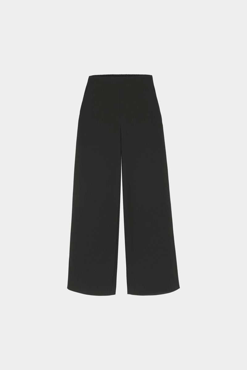 Pantalon large noir avec taille élastiquée au dos