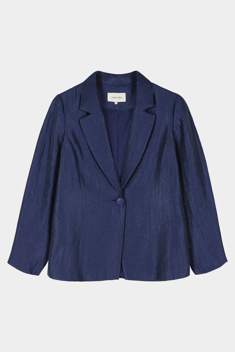 Blazer ample bleu marine à effet brillant