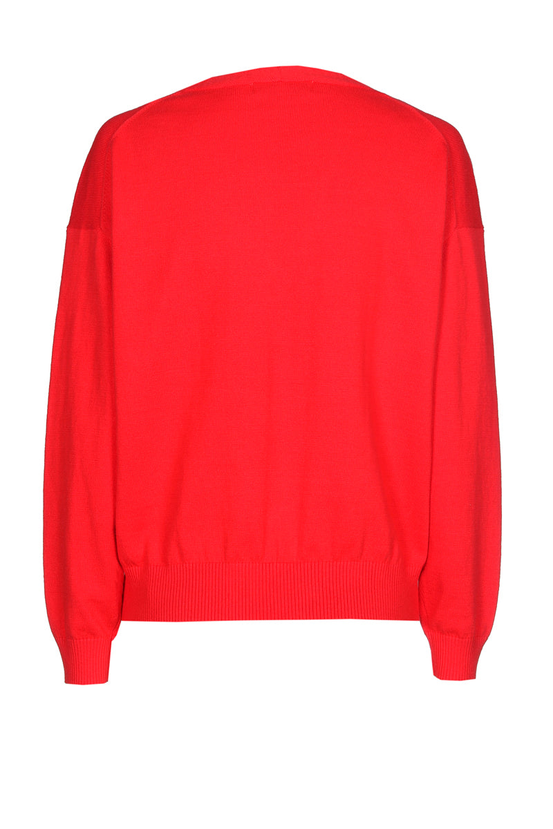 Pull rouge ample avec manches boutonnées