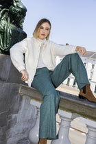 Pantalon droit vert en mélange de laine