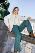 Straight green wool-blend trousers