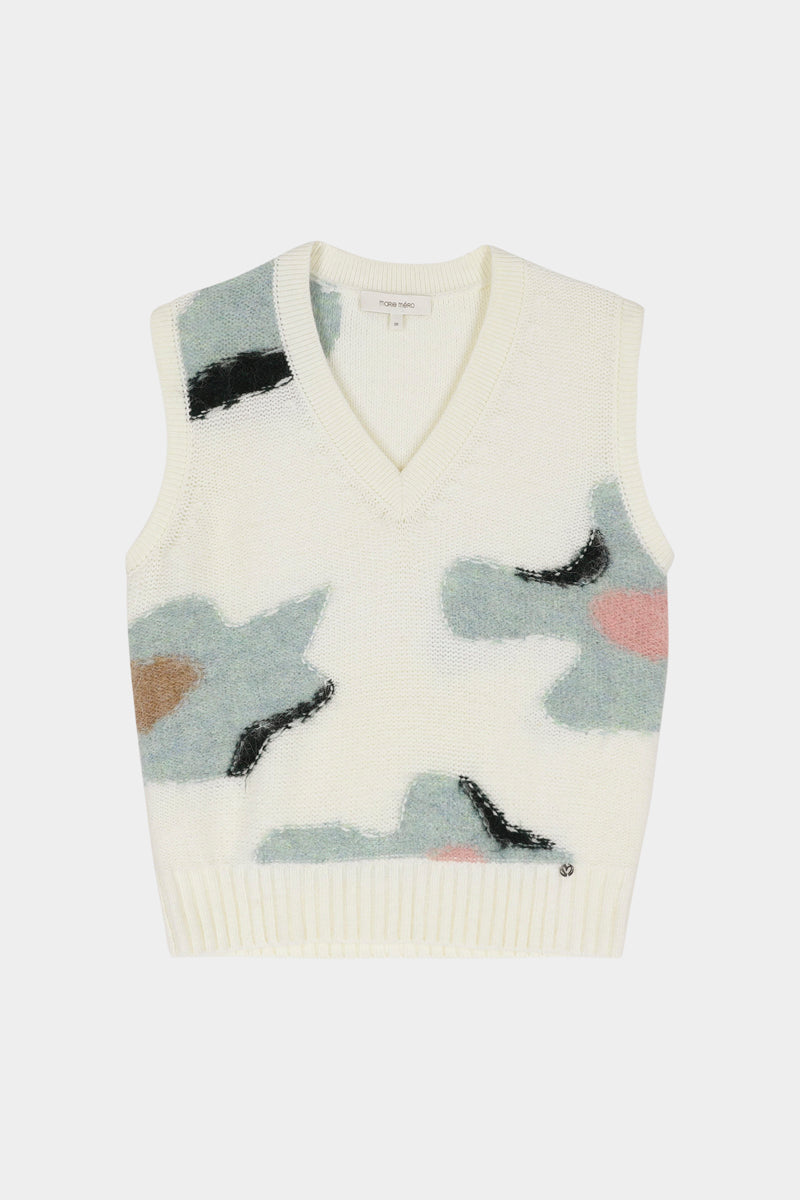 Alpaca-blend sweater vest in soft colours with V-neck