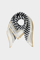 Foulard carré crème, noir et beige