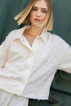 Cream blouse jacket with three-quarter sleeves