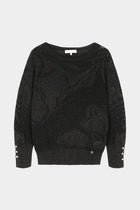 Fijn zwart truitje in jacquardmotief met glinsterend effect