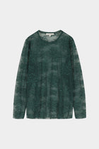Donkergroene t-shirt in kant met lange mouwen