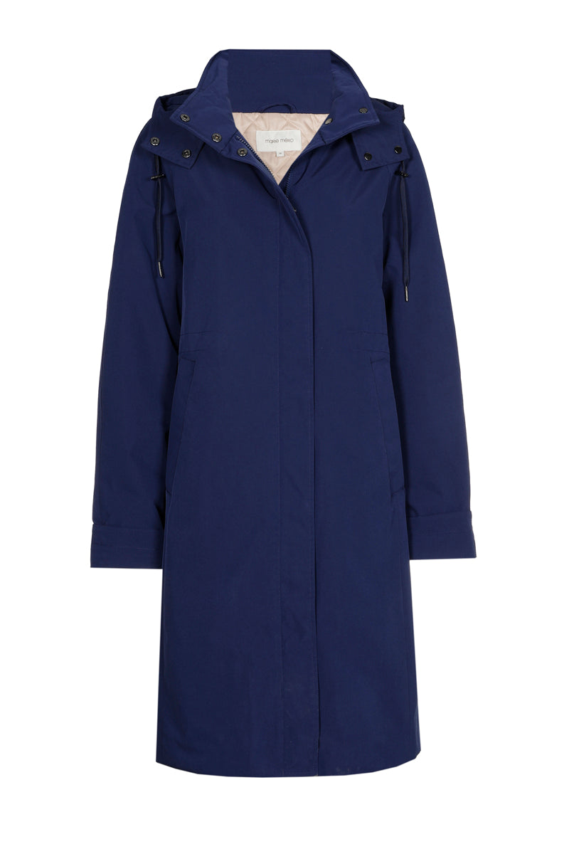 Long navy hooded parka