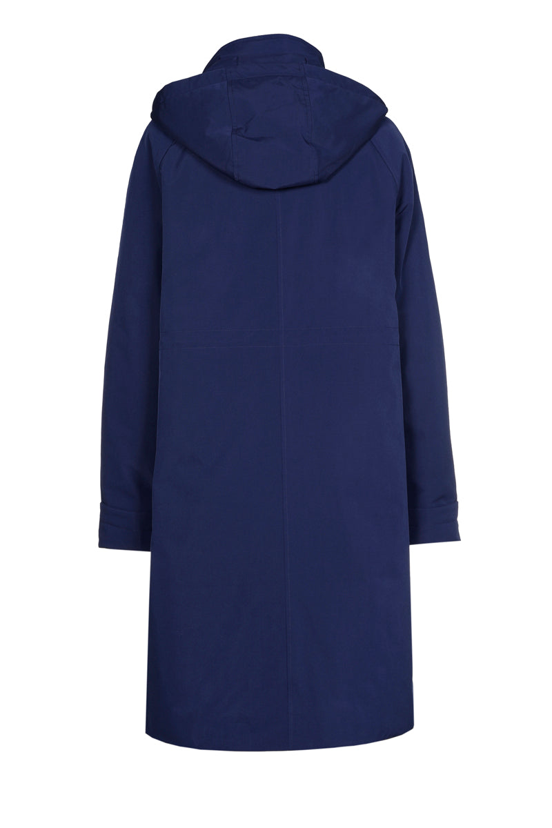 Long navy hooded parka