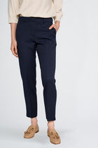 Pantalon 7/8 bleu foncé et élastique à l’arrière de la taille