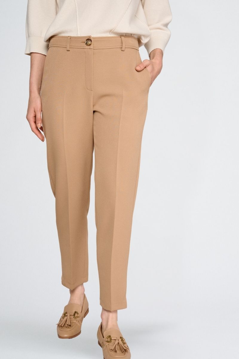 Pantalon camel 7/8 avec élastique à l’arrière de la taille