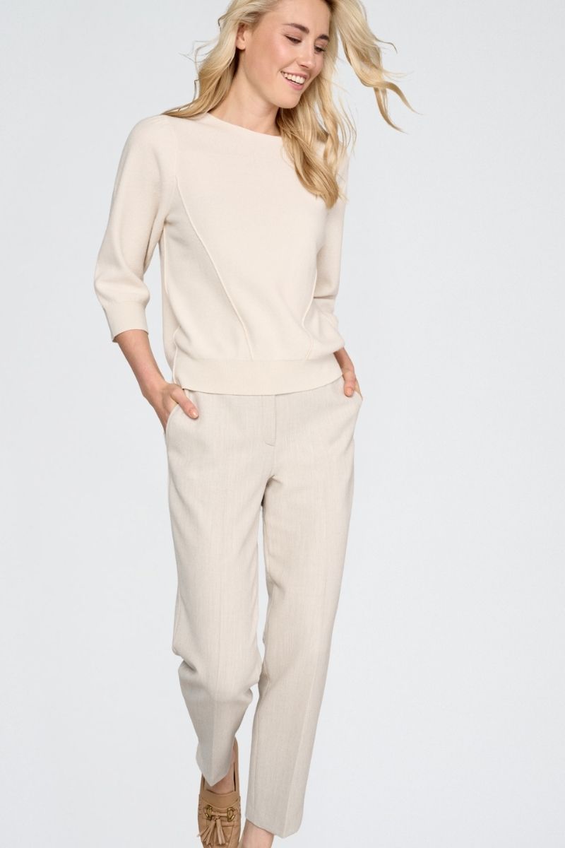 Pantalon 7/8 beige et élastique à l’arrière de la taille