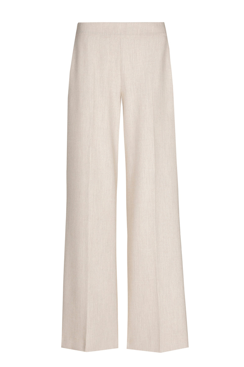 Pantalon large beige et élastique à l’arrière de la taille