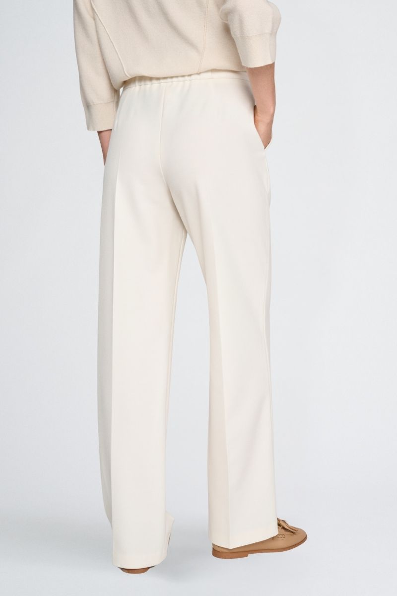 Pantalon large crème avec élastique à l’arrière de la taille