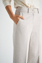 Pantalon large taupe en jersey doux avec fermeture à boutons